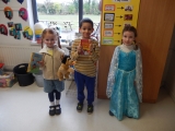 <p>Aoibhínn as Tilly from Without Tilly, Isaac as Horrid Henry and Emily as Elsa from Frozen</p>