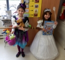 <p>Roisín as the witch from Room on the Broom, Lucy as The snowqueen from Fairytales</p>