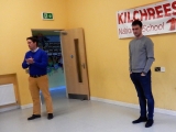 <p>School principal, Mr O Connor addressing the children about David's wonderful achievements </p>