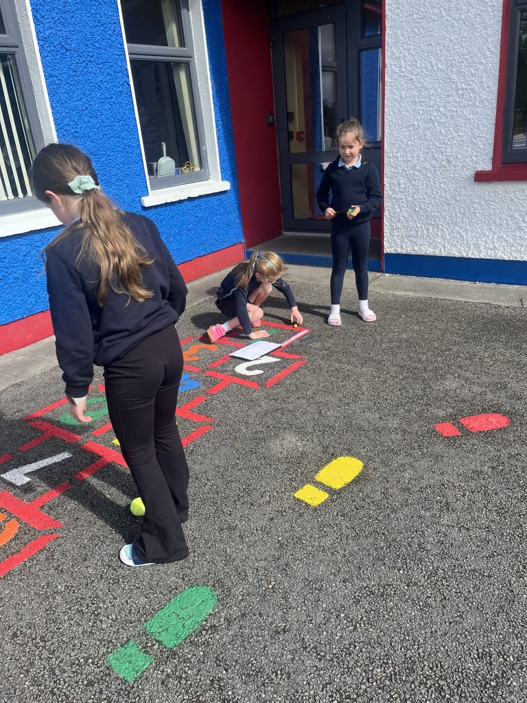 Learning image from Learning in action – Pupils taking part in a playground learning activity