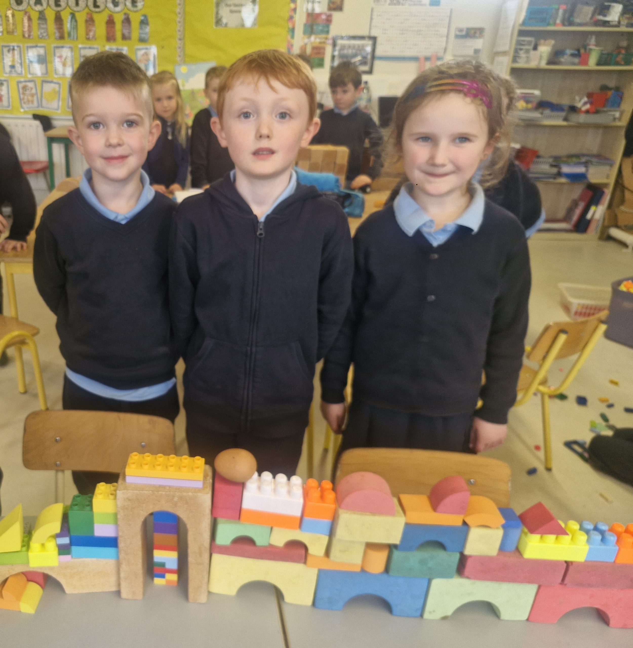 Kilchreest National School infants taking part in the Humpty Dumpty STEM Challenge