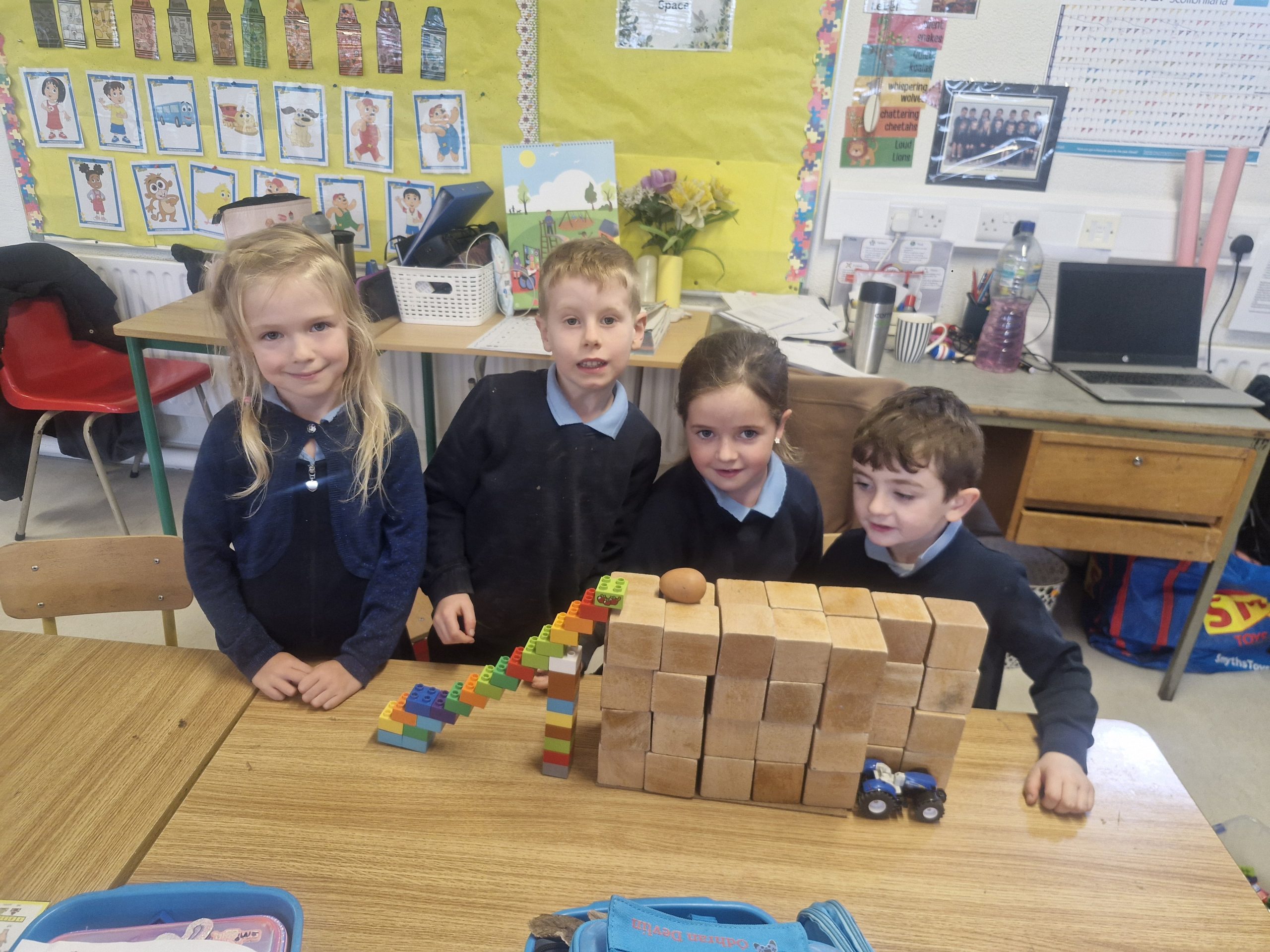 Kilchreest National School infants taking part in the Humpty Dumpty STEM Challenge