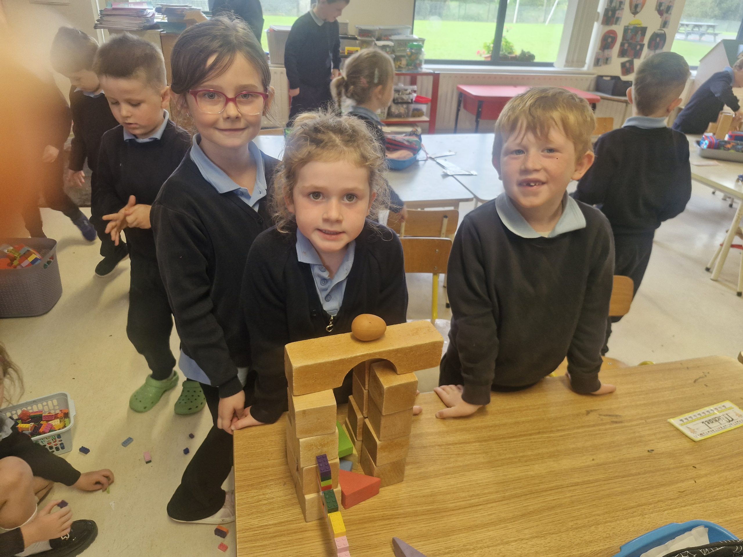 Kilchreest National School infants taking part in the Humpty Dumpty STEM Challenge